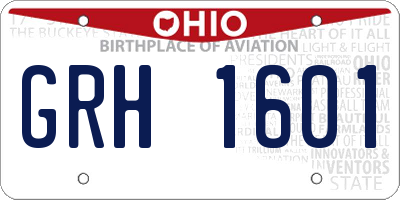 OH license plate GRH1601