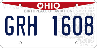 OH license plate GRH1608