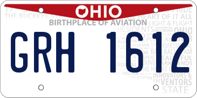 OH license plate GRH1612