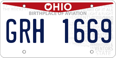 OH license plate GRH1669