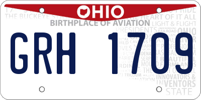 OH license plate GRH1709