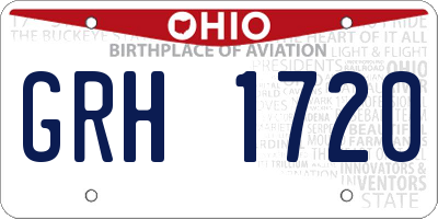 OH license plate GRH1720