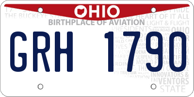 OH license plate GRH1790