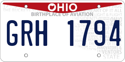 OH license plate GRH1794