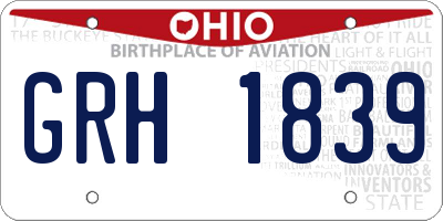 OH license plate GRH1839