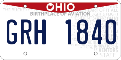 OH license plate GRH1840