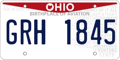 OH license plate GRH1845