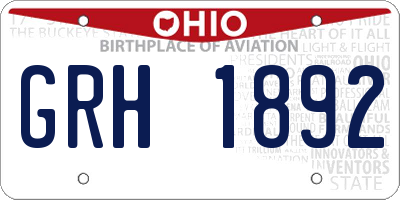 OH license plate GRH1892