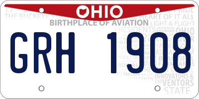 OH license plate GRH1908