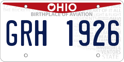 OH license plate GRH1926