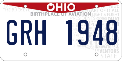 OH license plate GRH1948