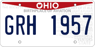 OH license plate GRH1957