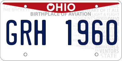 OH license plate GRH1960