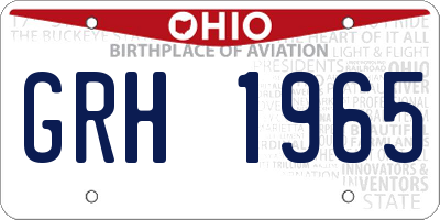 OH license plate GRH1965
