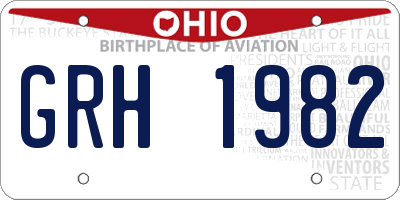 OH license plate GRH1982