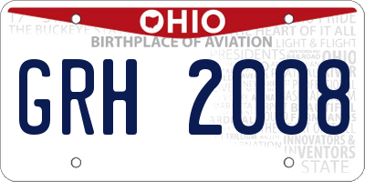 OH license plate GRH2008