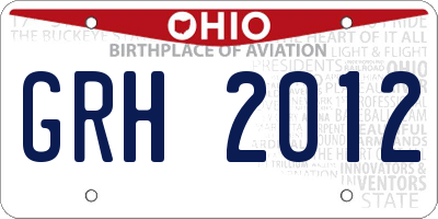 OH license plate GRH2012