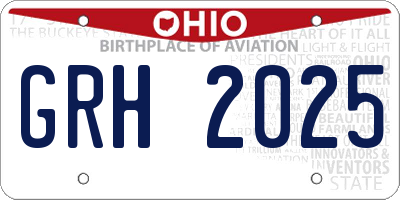 OH license plate GRH2025
