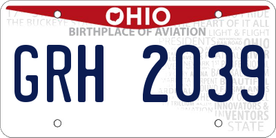 OH license plate GRH2039