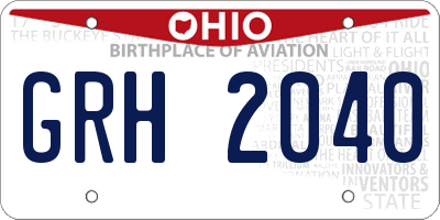 OH license plate GRH2040