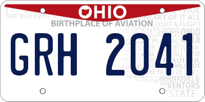 OH license plate GRH2041