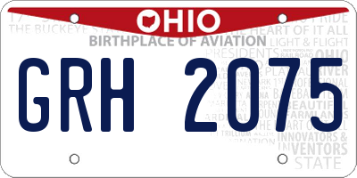 OH license plate GRH2075