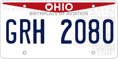 OH license plate GRH2080