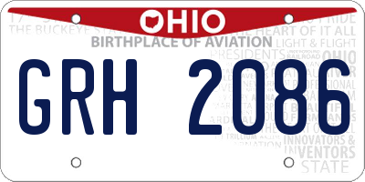 OH license plate GRH2086