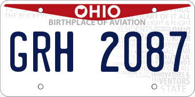 OH license plate GRH2087