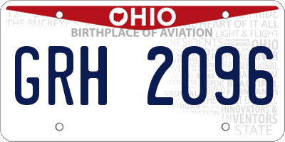 OH license plate GRH2096