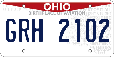 OH license plate GRH2102