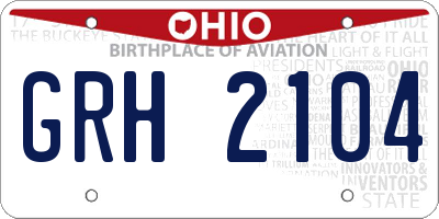 OH license plate GRH2104
