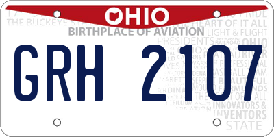 OH license plate GRH2107