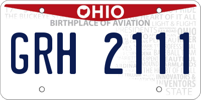 OH license plate GRH2111