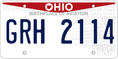 OH license plate GRH2114