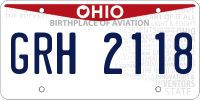 OH license plate GRH2118