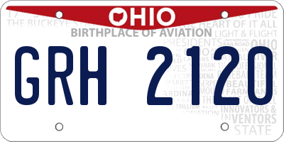 OH license plate GRH2120