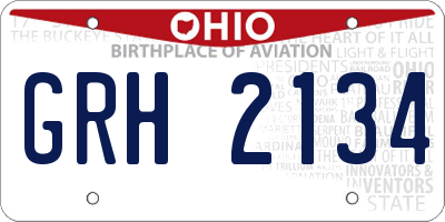 OH license plate GRH2134