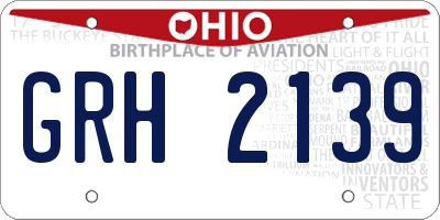 OH license plate GRH2139