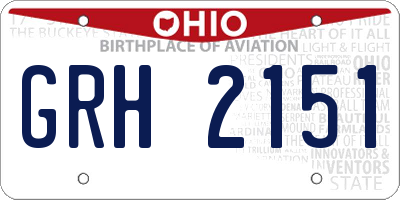 OH license plate GRH2151
