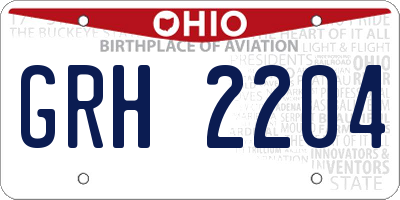 OH license plate GRH2204