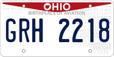 OH license plate GRH2218