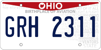 OH license plate GRH2311