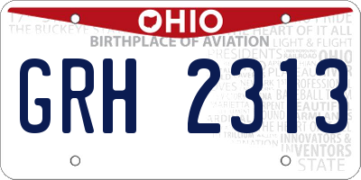OH license plate GRH2313