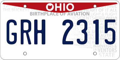 OH license plate GRH2315