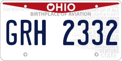 OH license plate GRH2332