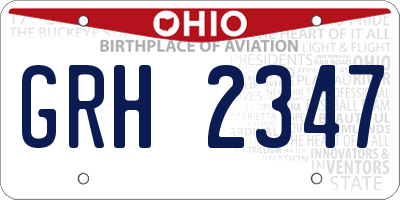 OH license plate GRH2347