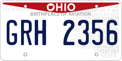 OH license plate GRH2356