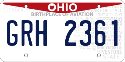 OH license plate GRH2361