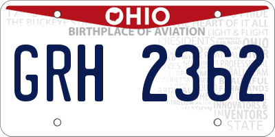 OH license plate GRH2362